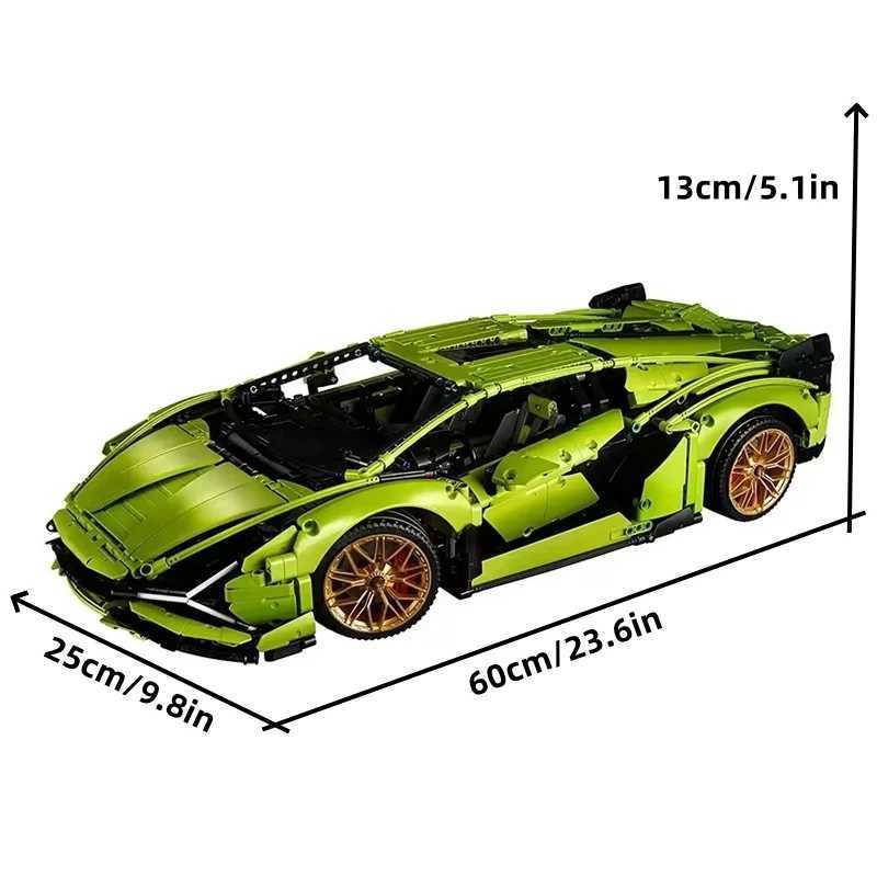 2024 New Technical Sports Car Building Blocks Green Lamborghinis Model Famous Vehicle Assemble Bricks Kid Toys For Adult GiftXJ250113