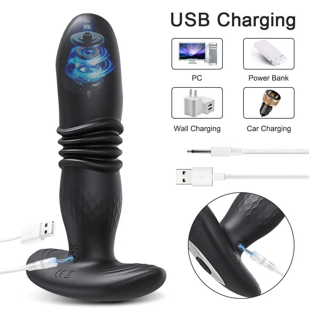 Male Thrusting Prostate Massager Bluetooth APP Vibrator for Men Gay Anal Plug Wireless Remote Butt Plug Sex Toy for Couples W250319