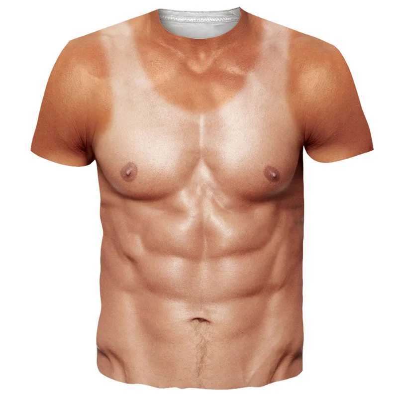 Funny Hairy Chest Graphic T Shirt Men 3d Printed Muscle Fake Abs Short Sleeve T-shirt Summer Spring Cosplay Costume Tee Shirts X2501131
