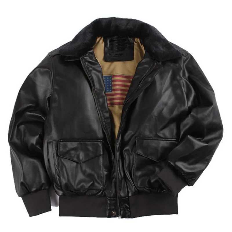 Mens Winter Oversize Air Force Leather Jackets Men Retro Casual Pilot PU Leather Coats Outdoor Military Windproof Bomber Outwear X2501131