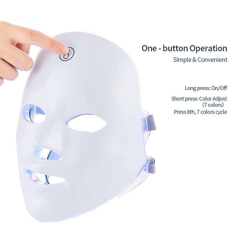 Rechargeable Facial LED Mask 7 Colors LED Photon Beauty Mask Skin Rejuvenation Home Face Lifting Whitening Skin Care Beauty MaskXJ250113
