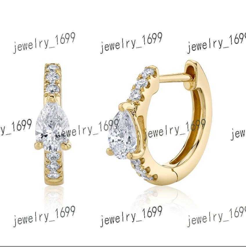 hot sale fine jewelry huggies pear diamond center hoop earrings