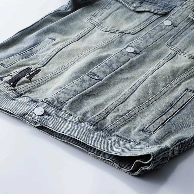 Autumn Winter Denim Jackets Men Fashion Letter A Embroidery Design Washed Vintage Mens Jacket Coat Oversize Mens Clothing X250113