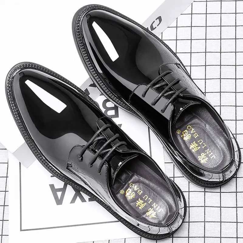 Men Oxfords Shoes Male Formal Shoes Patent leather Men Brogues Shoes Lace-Up Bullock Business Dress LK-28XJ250113