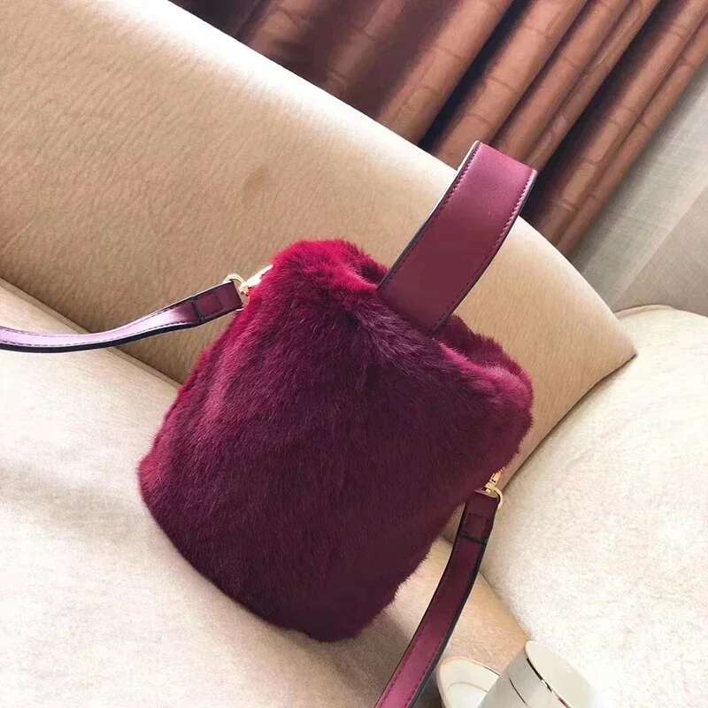 Mara's Dream Women Solid Color Mini Handbag Female Winter Plush Underarm Bags Leopard Zebra Pattern Fluffy Tote Bag Small Purse