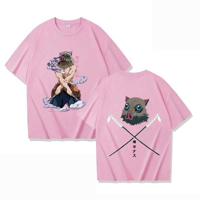 New Hot Anime Hashibira Inosuke Printed T-shirts Women Men Fashion Casual Loose Round Neck Creative Personalized T-shirts X250113