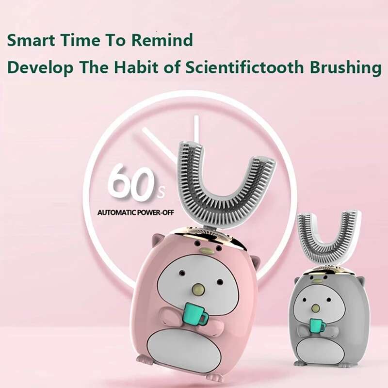 1Pcs Children's Smart Ultrasonic Electric Silicone U Shaped Kids USB Rechargeable Cordless Toothbrush