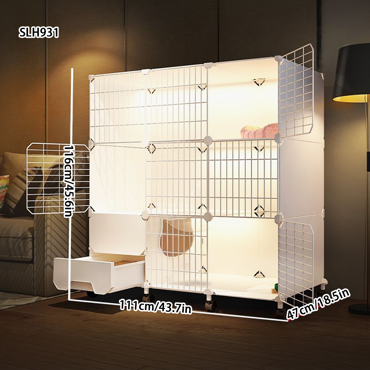 Indoor Winter Warmer Cat Home with Built-in Litter Box - Compact Pet Enclosure for Small Spaces