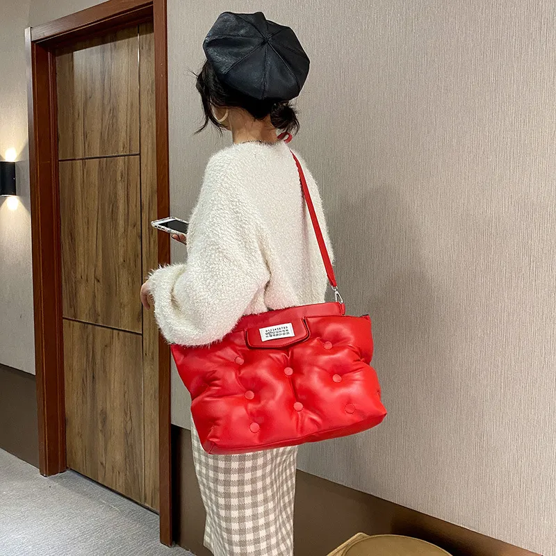 Women's Comfortable Cloud Space Cotton Down Handbag with Large Compartment - Autumn Winter Crossbody