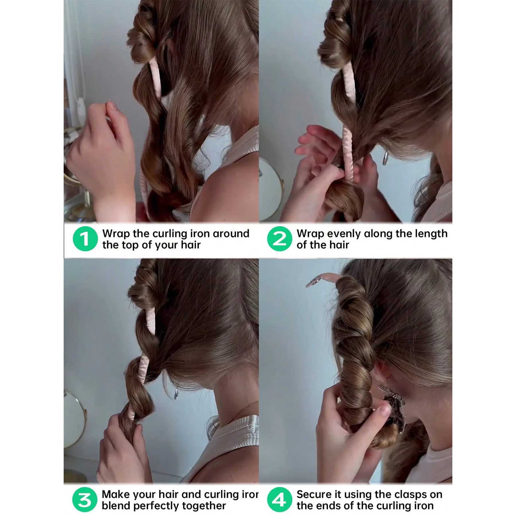 Mini Thin Non Heat Curl Headband for Easy Night Free Curling Lazy Girls Soft Wave Non Heat Button Headband W250113