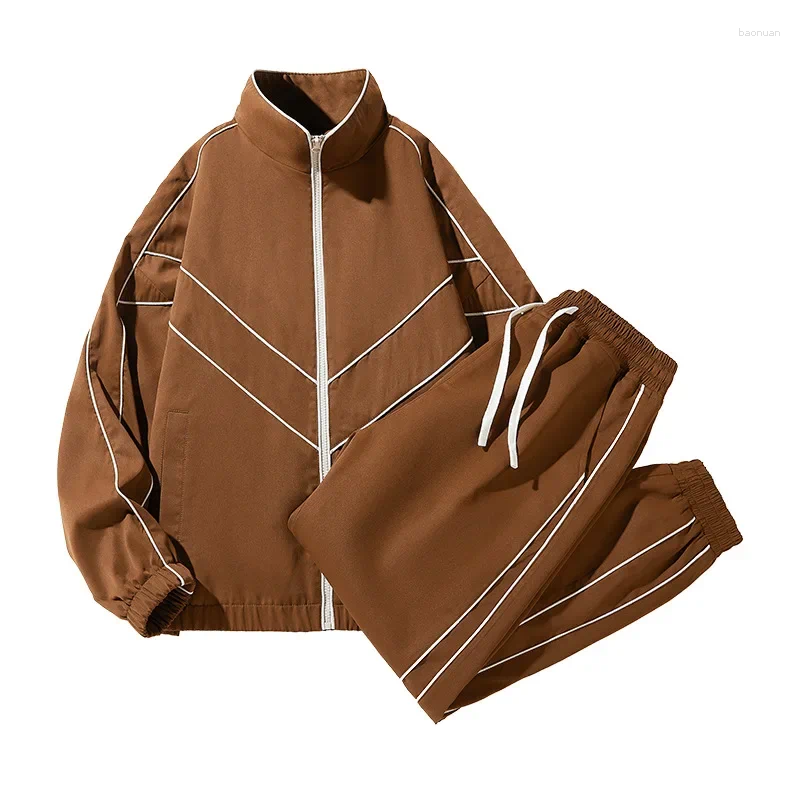 Men's Tracksuits 2025 Autumn Casual Fashion Suit Trendy Brand Hong Kong Style Loose Fit Plus Size 2-Piece Set Sports Wear