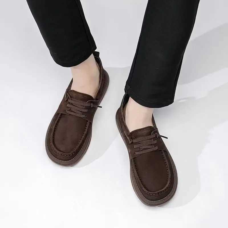 Cow Leather Loafers for Men Fi Soft-soled Spring Autumn Casual Mens Luxury Shoes Designer Light Board Shoes MaleXJ250113