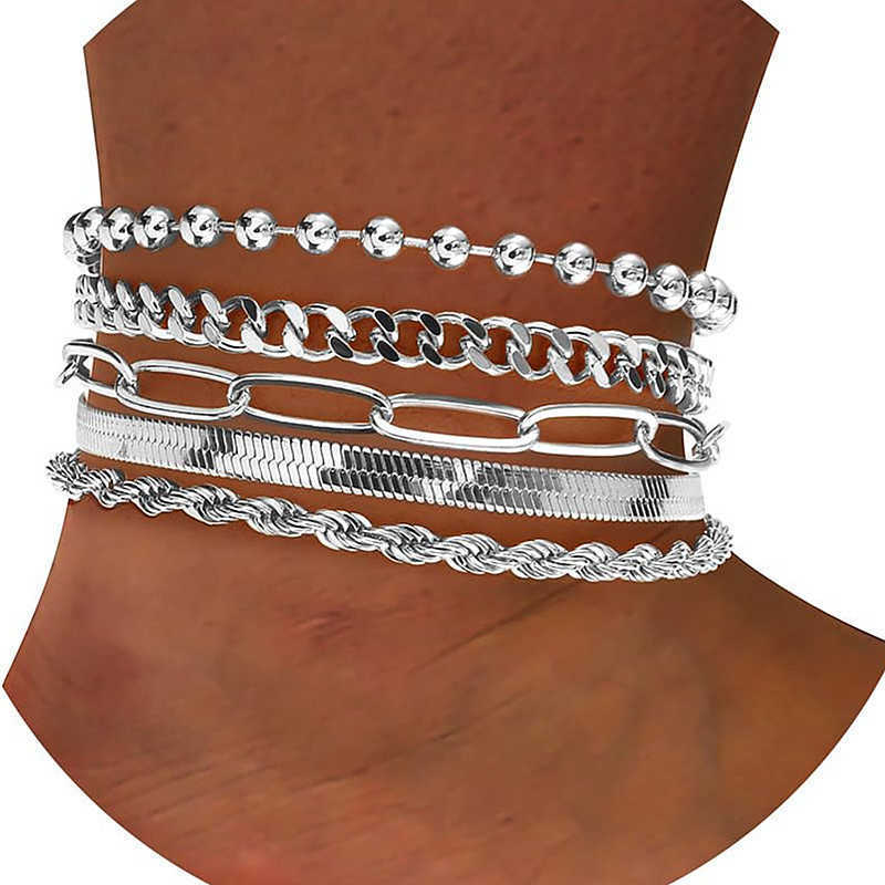 LATS 6Pcs Gold Bracelet Set Bohemian Vintage Thick Twisted Cuban Chain Bracelet 2024 Womens Fashion High Quality Jewelry Gift W240925