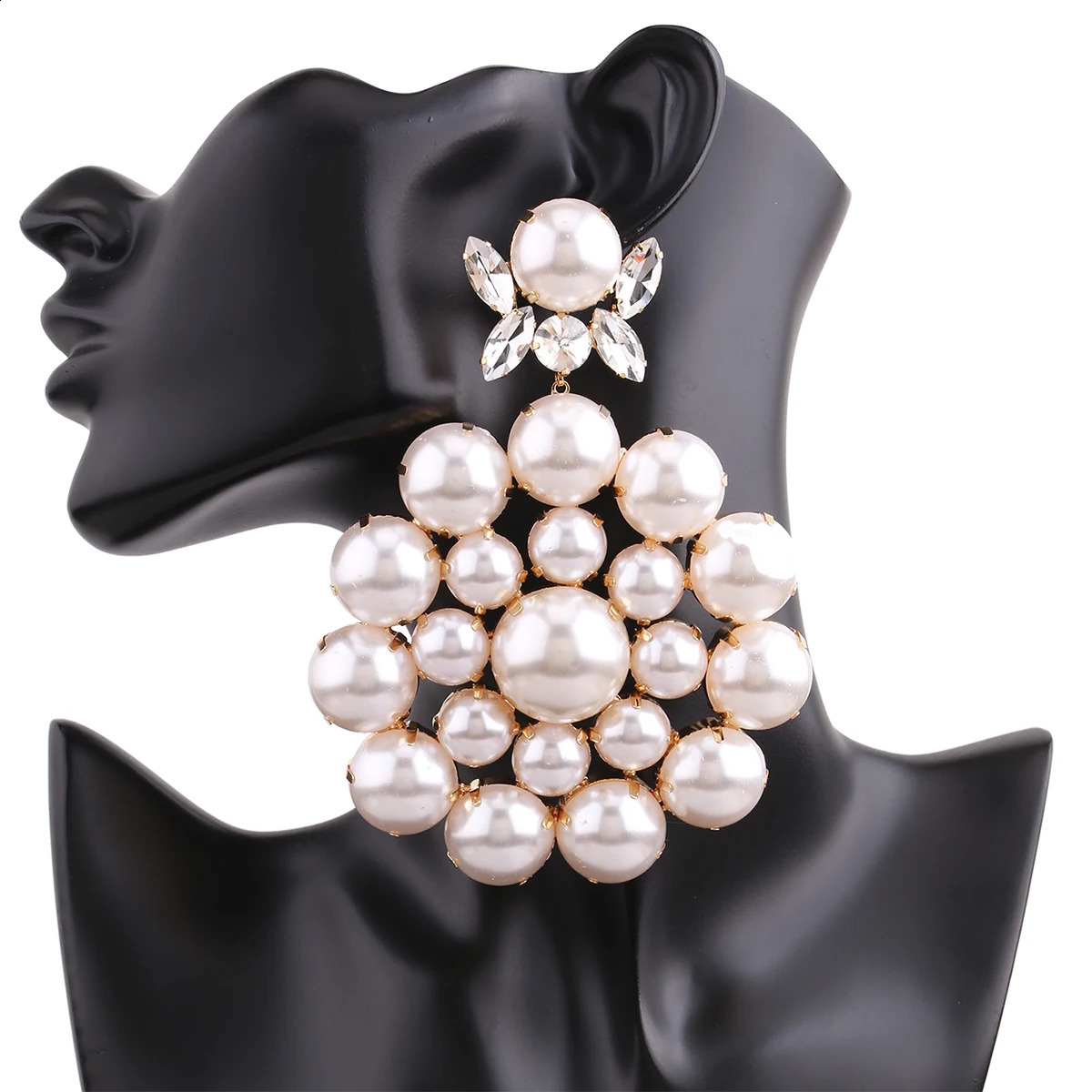 Rhinestone Wedding Earrings Simulated Pearl Bridal Round Drop Earrings Female Declaration Jewelry Accessories 250110