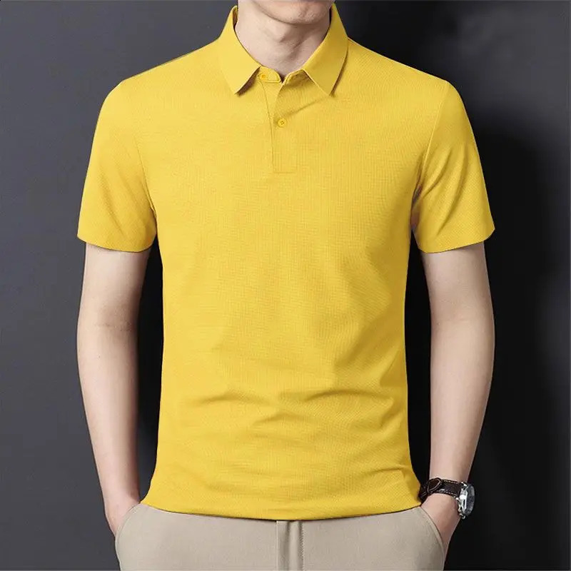 Smart Casual Simplicity Summer Polo Shirts Mens Turndown Collar Solid Button Comfortable Breathable Loose Short Sleeve Tops 250113