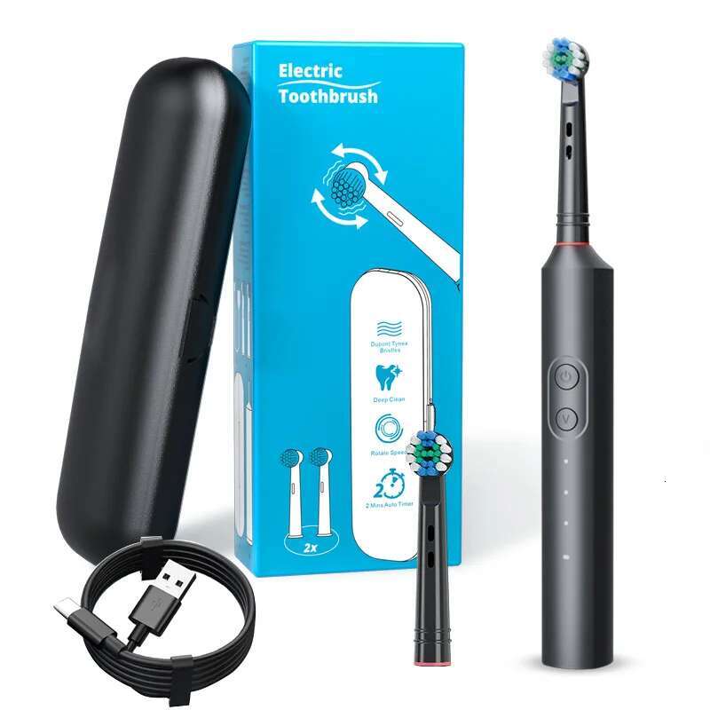 Rotating Electric Toothbrush with Full Body Waterproofing Valentine's Day Gift Type-C Charging Soft Bristle Brush Head 2025 New