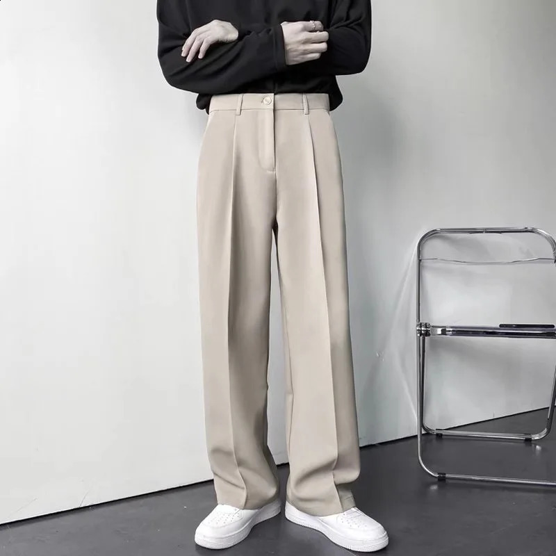 2024 Autumn Loose Casual Pants for Men Korean Style Straight Tube WideLeg Fashion WrinkleFree Business Long 250110