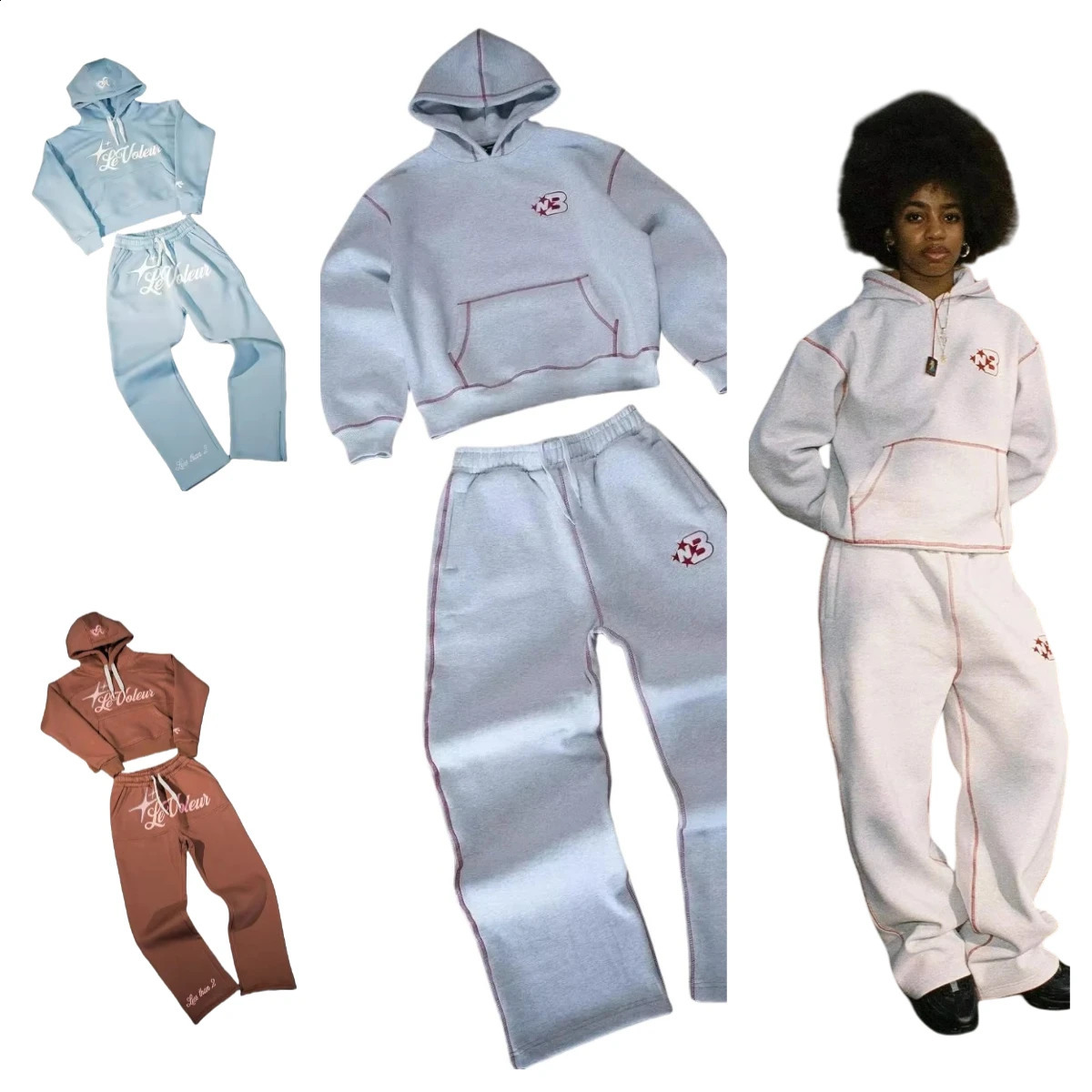 Oversized Loose Y2k Tracksuit Men Cotton Casual Sports Hoodies Sweatpants Two Piece Set Clothes for Fashion Streetwear y250110