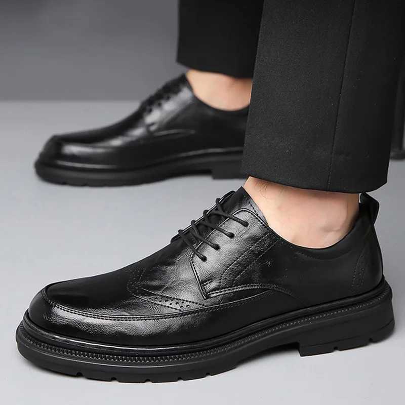 Men Shoes Brands 2023 Spring Oxford Business Leather Soft Casual Breathable Mens Loafers Flats Slip- Driving Shoe Sport MaleXJ250113