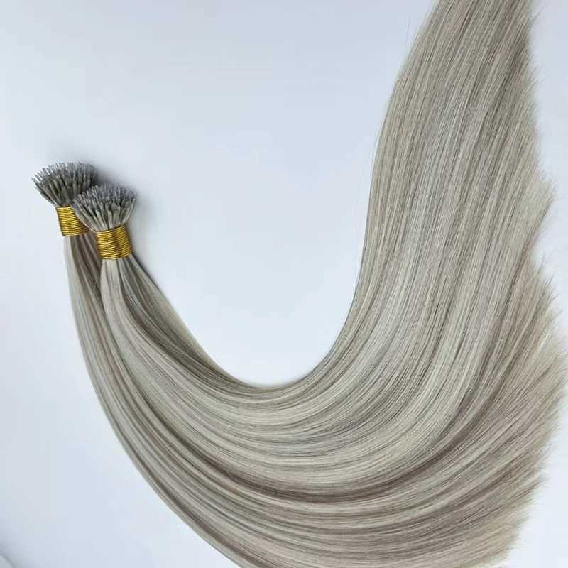 P30A/00 Remy hair nanoring tip microbeads Remy natural European human hair extension highlights 6-28 inches g/strand W250113