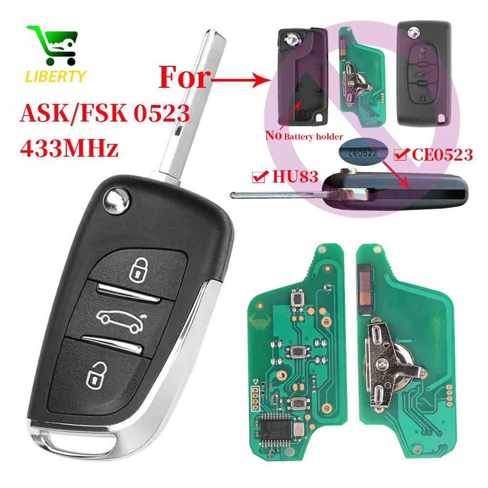 Car Key Used for Peugeot 207 308 307 407 607 and Citroen C2 C3 C4 0523/0536 with Liberty modified flip cover remote control car key ASK/FSK 433Mhz ID4
