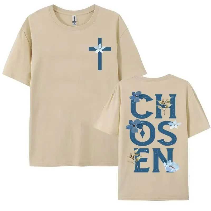 Chosen Floral Aesthetic Bible Verse T-shirts Womens Trendy Christian Clothing T Shirt Mens Fashion Retro Style Classic T-shirt X250113
