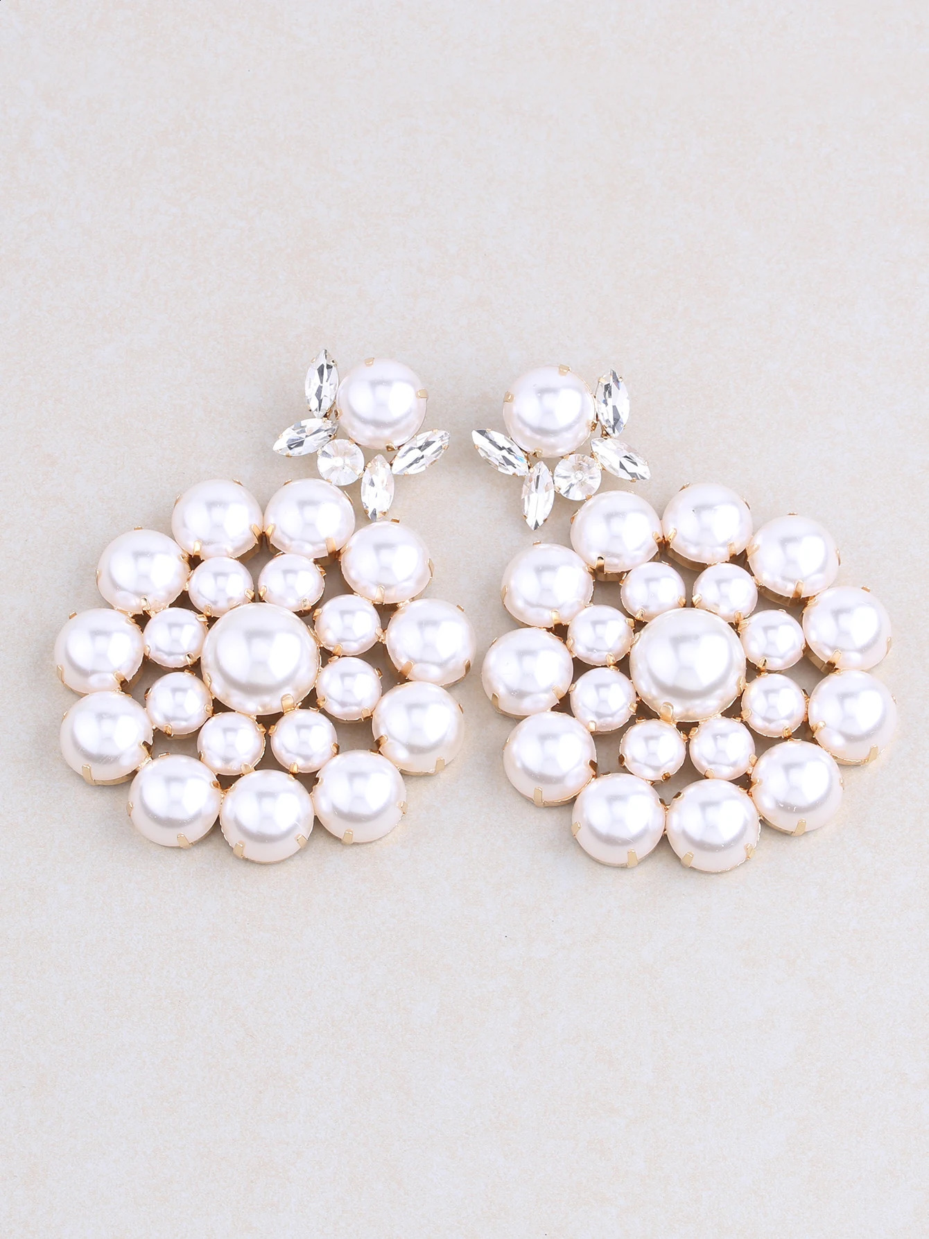 Rhinestone Wedding Earrings Simulated Pearl Bridal Round Drop Earrings Female Declaration Jewelry Accessories 250110