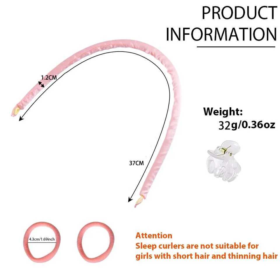 Mini Thin Non Heat Curl Headband for Easy Night Free Curling Lazy Girls Soft Wave Non Heat Button Headband W250113