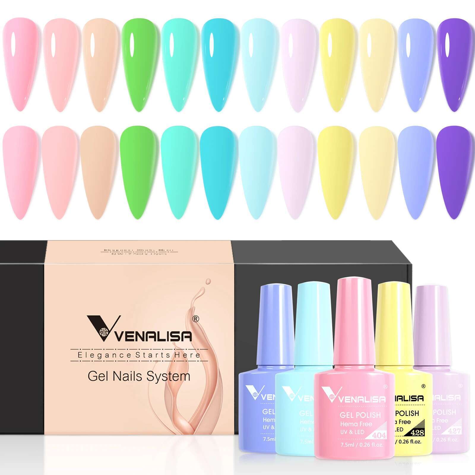 12pcs/kit Venalisa Polish Reflective Frash Pigment Nail Art Manicure Neon Color Gel Branded Box For Women VIP Gift