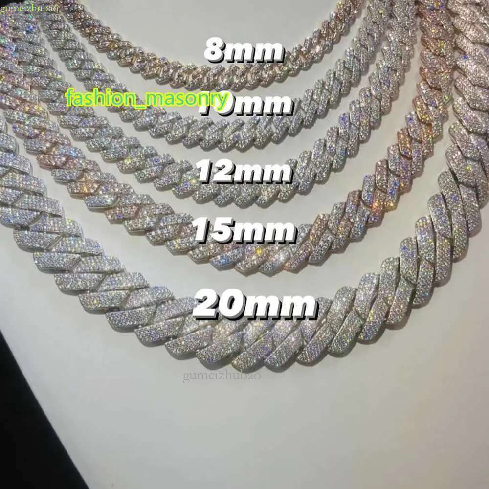 Custom Pass Test Vvs Moissanite Dia Cuban k Chain 10mm 12mm 15mm 18mm 20mm Hip Hop Necklace Men Jewelry