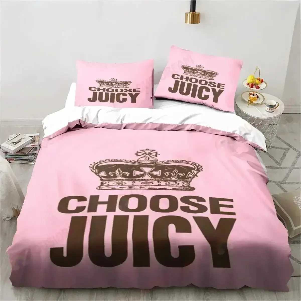 Bedding sets Juicy Couture Crown Bedding Set Music Band Excavator Sheet King Twin Double Child Bedding Set Mircofiber Polyester Duvet Cover H250113