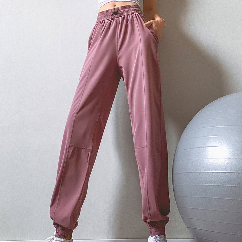 French style new casual women's high-quality loose fitness sports pants ankle binding running pants high waist slimming and quick drying yoga pan