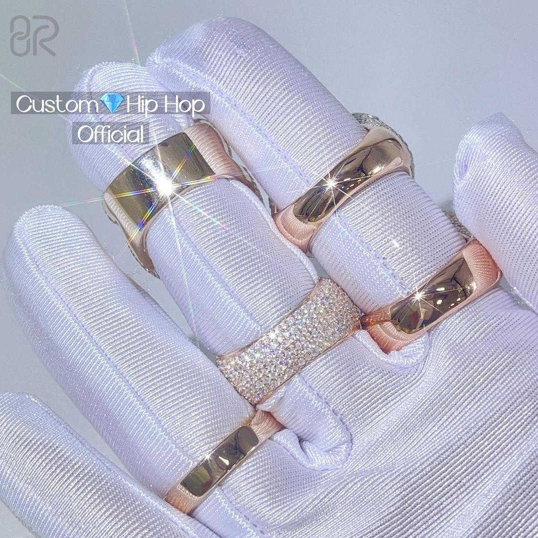 Custom Hip Hop Moissanite Ring Fancy Ice Out New Design 925 Silver Gold Plating VVS Hip Hop Ring Men
