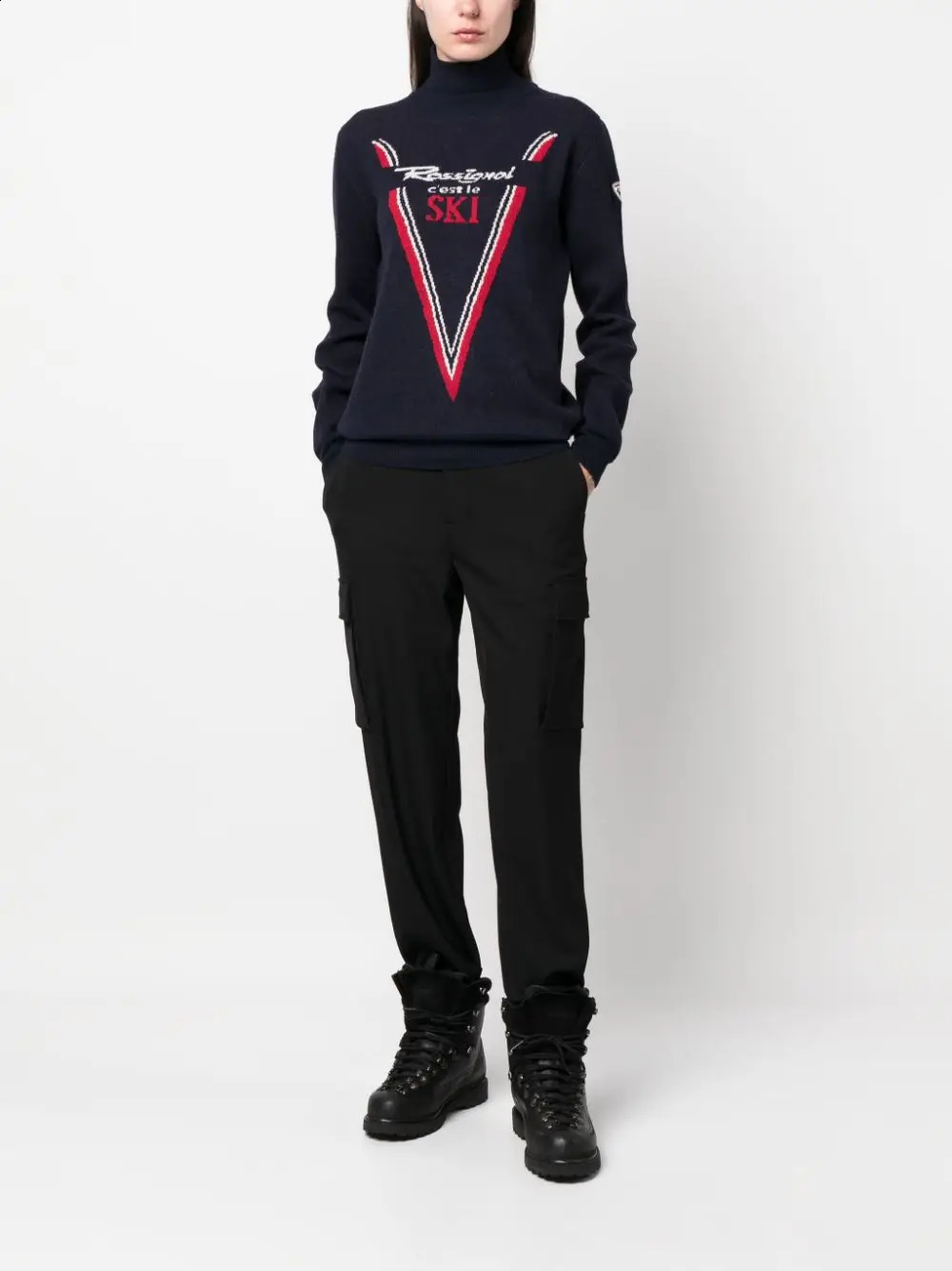 Harajuku Elegant AutumnWinter Jacquard Knitted Y2K Alphabet Stripe Fashion High Collar Slimming Womens Sweater 250113