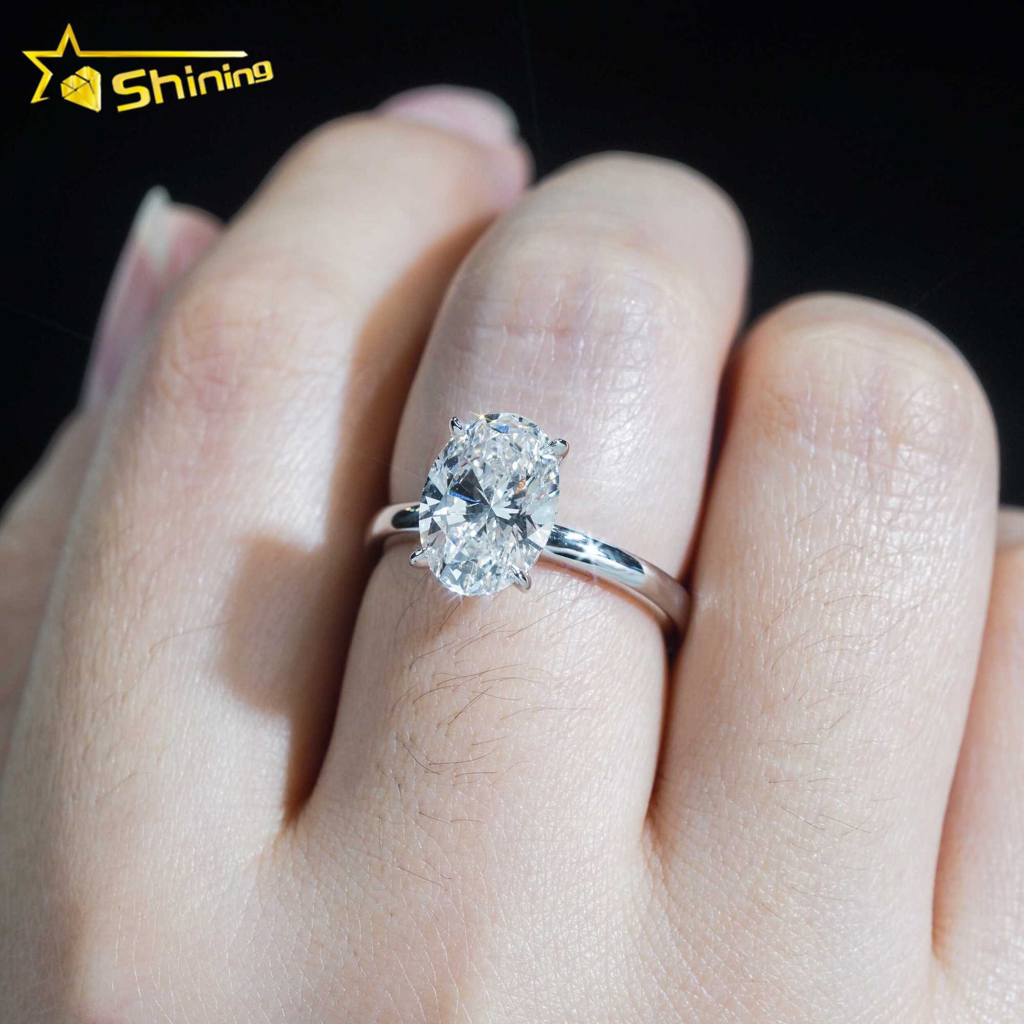 Big Oval Solitaire Brilliant Cut 3.04ct VS1 Lab Grown Diamond CVD Engagement Ring 18K Solid Gold Wedding Rings