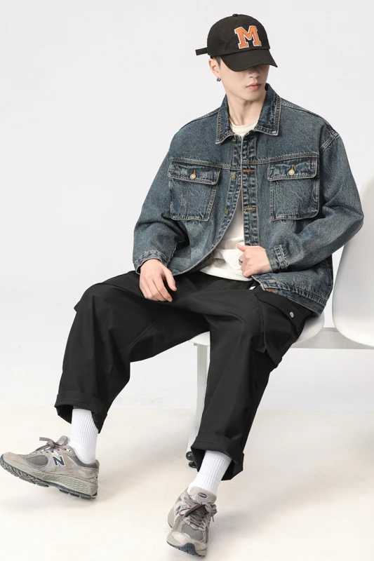 Autumn Winter New Mens Vintage Washed Denim Jacket Fashion Street Dilapidated Tooling Coat Motorcycle Male Jean Jackets 5XL X250113