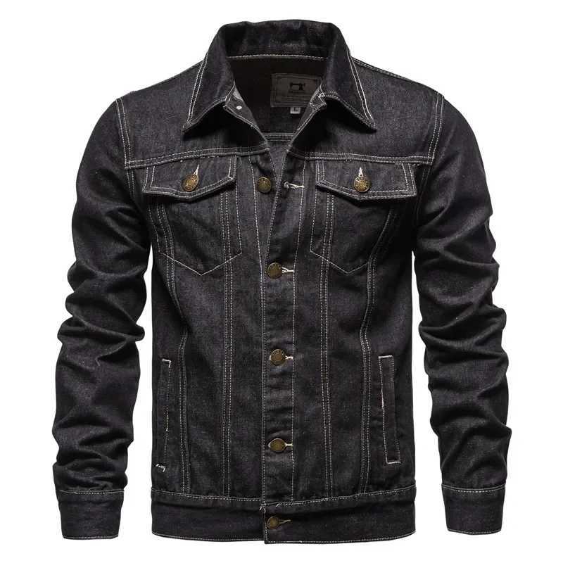 Denim Jacket Men Fashion Motorcycle Jeans Jackets Mens Causal Oversized Cotton Casual Black Blue Denim Jacket Man Outerwear Coat X250113
