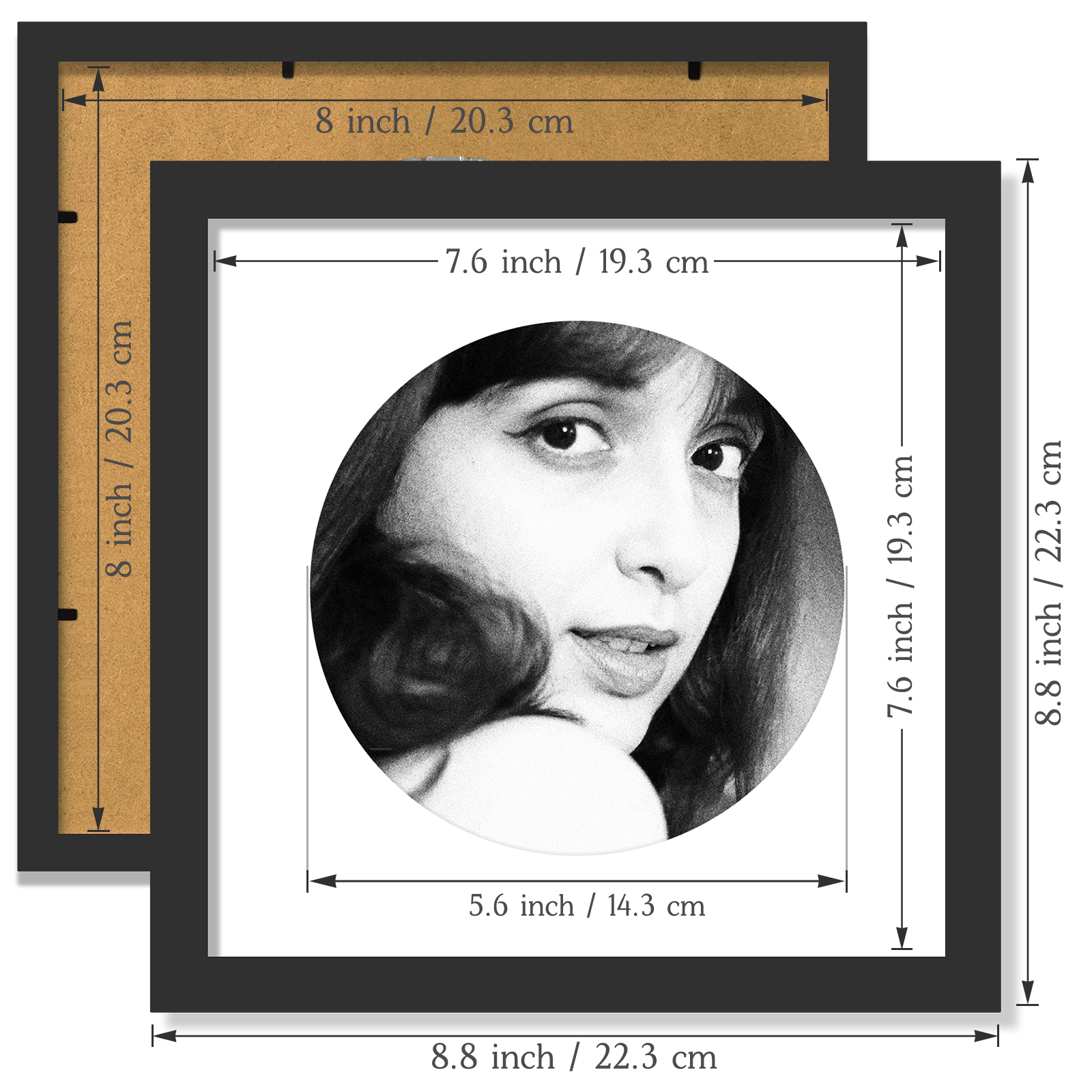 1/3pcs Picture Frame, Display 6 -Round With Mat or 8x8 Without Mat, Multi Collage Gallery Square Photo Frame For Wall H260306