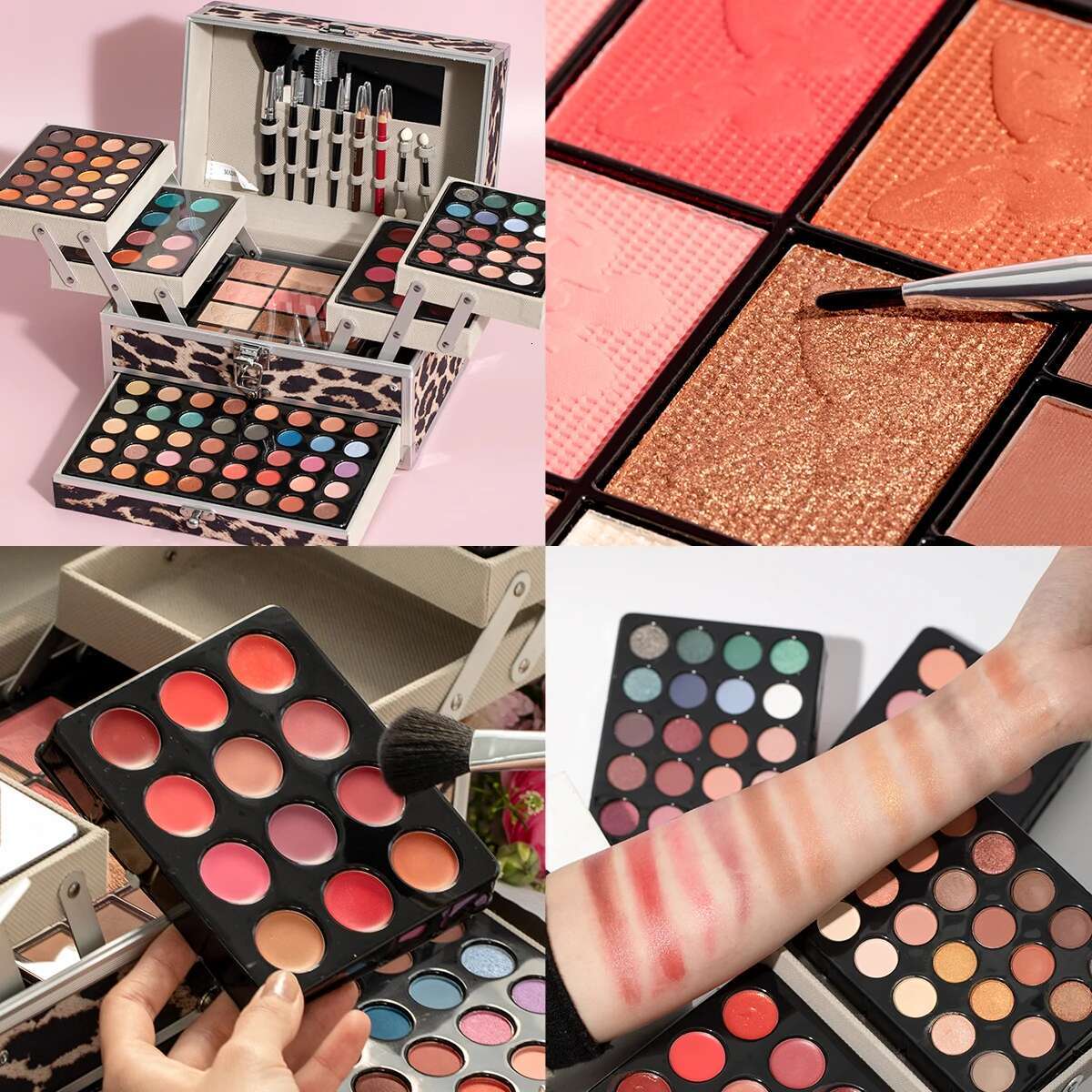 Leopard Print Ladies Facial Cosmetics Full Set Ideal Gift Box For Matte Shimmer glitter Professional Makeup Palette Kit