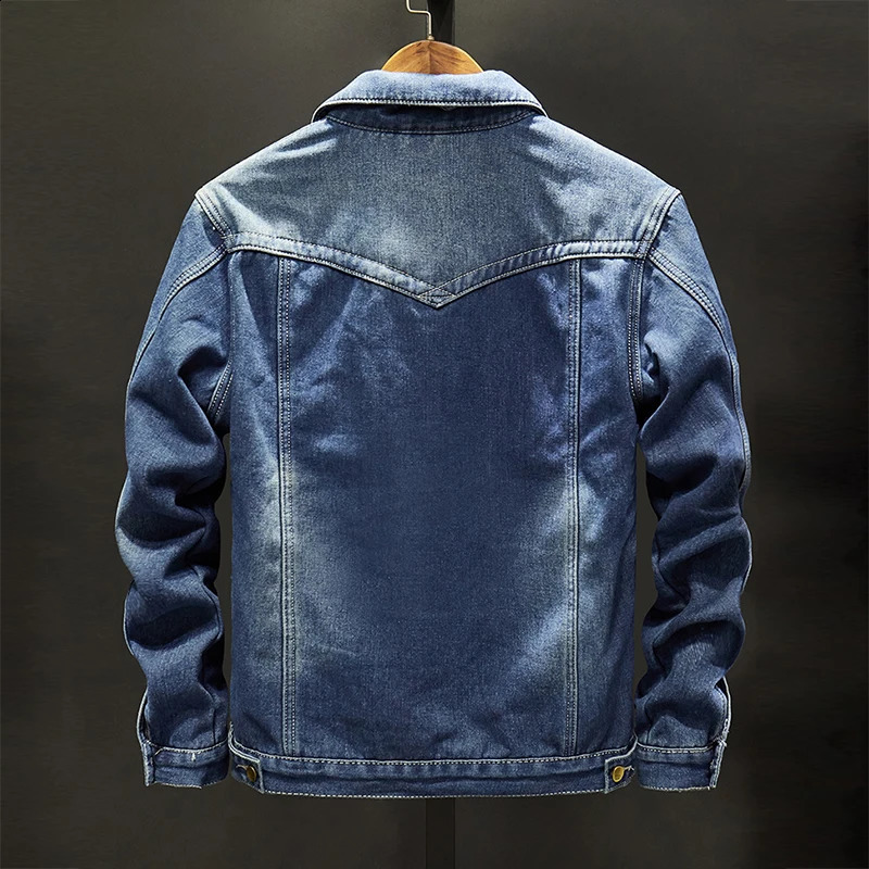 Fall Winter Fleece Liner Denim Jackets Mens Vintage Buttonup Turndown Collar Jean Coats For Men Streetwear Fashion Outerwear 250110