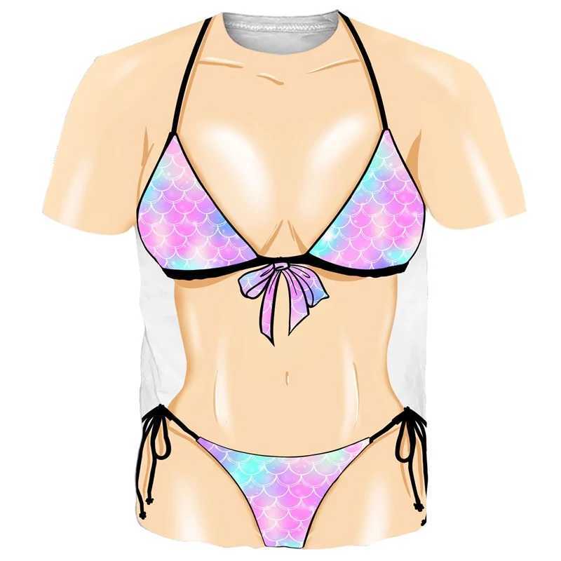 3d Print Women Bikini Graphic Funny Tshirt For Men Short Sleeve Oversized Tee Shirt Casual Creative Print Crewneck Tees Top X250113