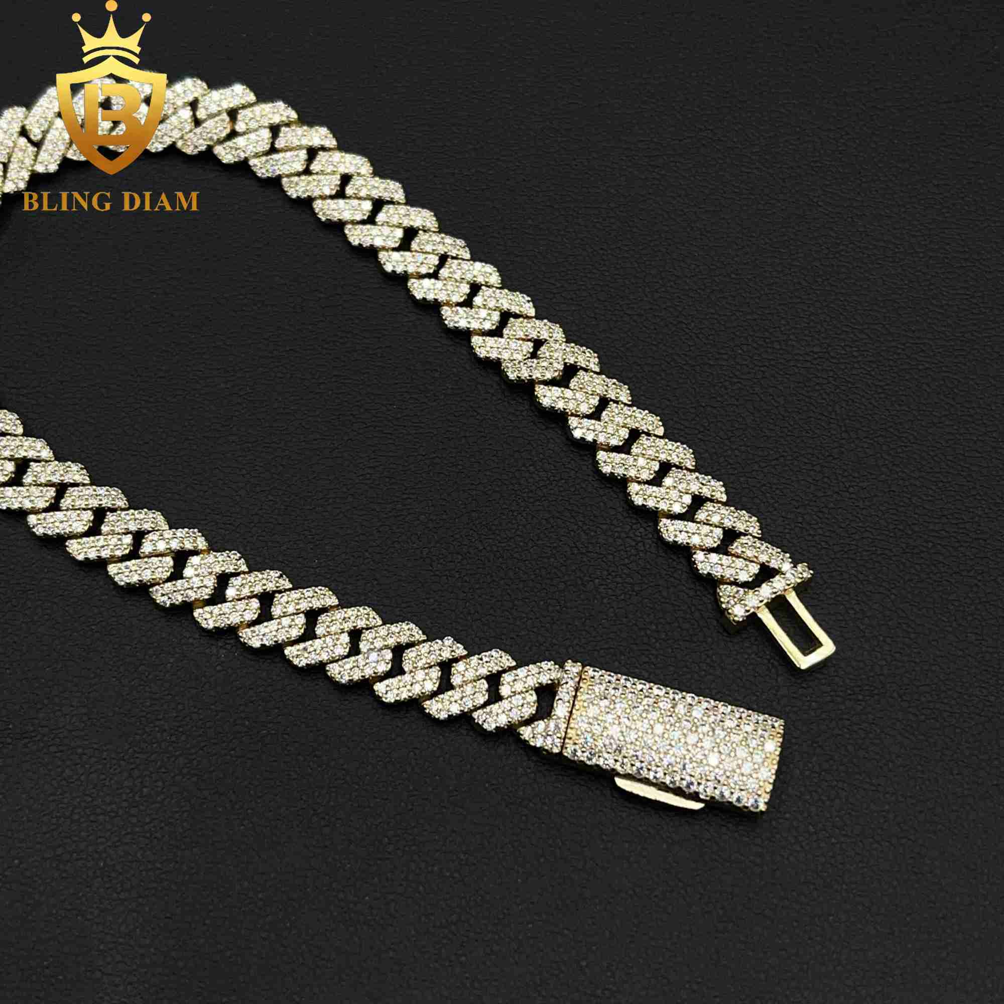 Hip Hop Jewelry 925 Sterling Silver VVS Diamond Moissanite Iced Out Cuban Link Chain 8MM Bracelet Necklace