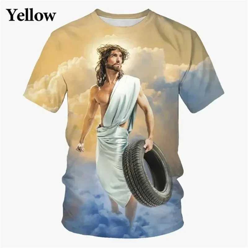 Jesus Funny Prank T-shirt For Mens Clothing Personality Trend Oversized Ugshirts Hip Hop Street Fashion Kids Tee Top 2025 New X250113