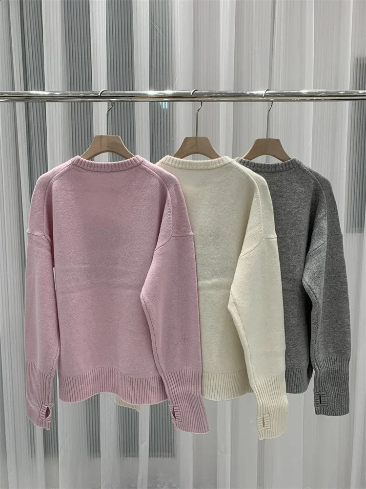 Letters Ladies Round Neck Pullover Tops 100% Cashmere 3 Colors Knit Sweater for Women Spring 250113