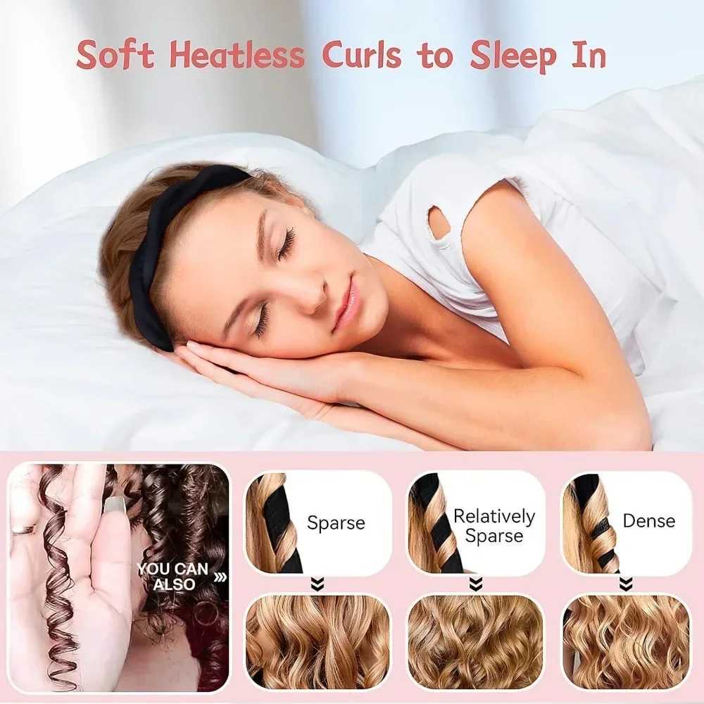 No heat roll curved rod headband soft curling iron no heat roll lazy silk curling sleep headband tie hairstyle tool W250113