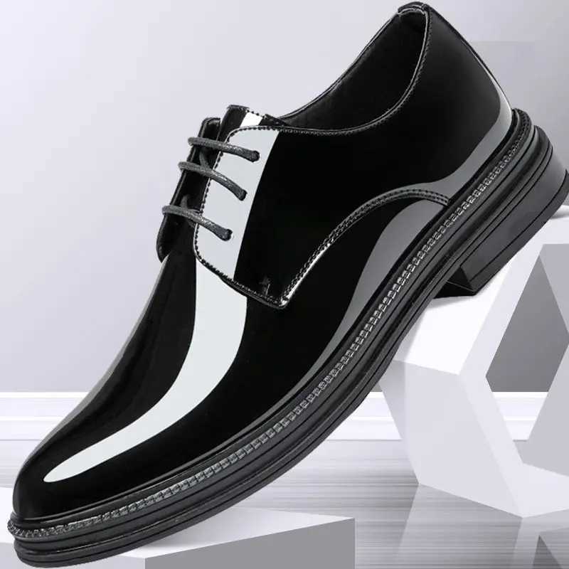 Men Oxfords Shoes Male Formal Shoes Patent leather Men Brogues Shoes Lace-Up Bullock Business Dress LK-28XJ250113