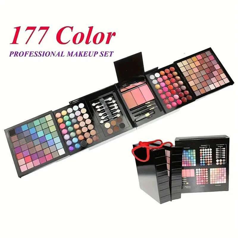 177 Color Including Eyeshadow Palette Blush lip Gloss Concealer,All-in-one Women's Makeup et,Complete Set with Mirror