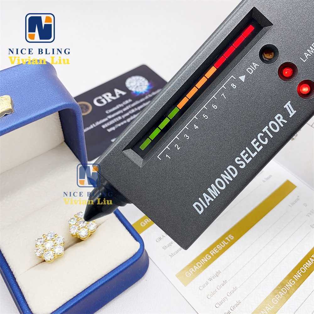 Pass diamond tester high quality 925 sterling silver custom vvs moissanite fine jewelry earrings