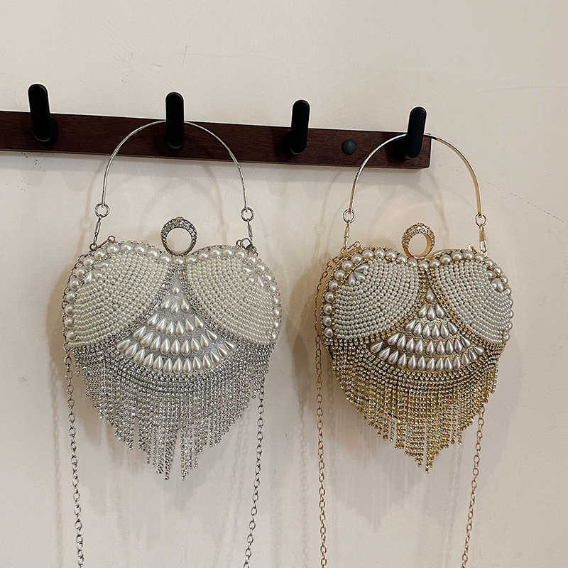 Bags Women's Bag 2024 New Fashionable Water Diamond Tassel Love Internet Celebrity Chain Crossover Banquet 250113