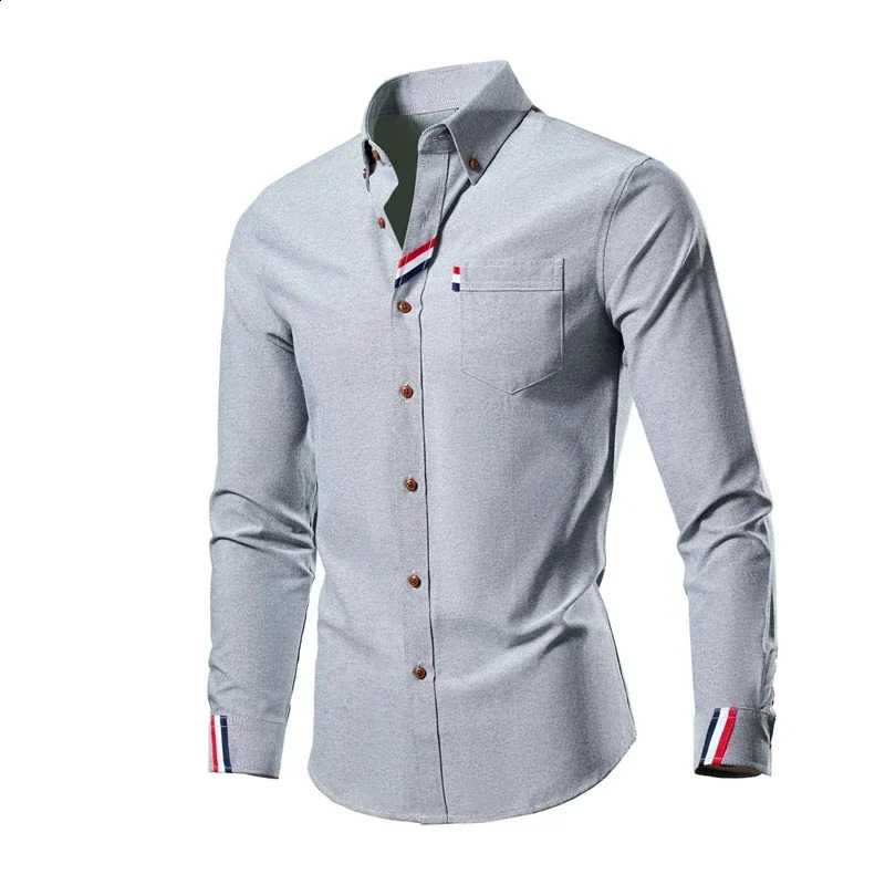 Mens White Shirts Long Sleeve Korean Fashion Contrasting Stripe Chemise Mariage Homme for Men Business Dress Shirt 250108